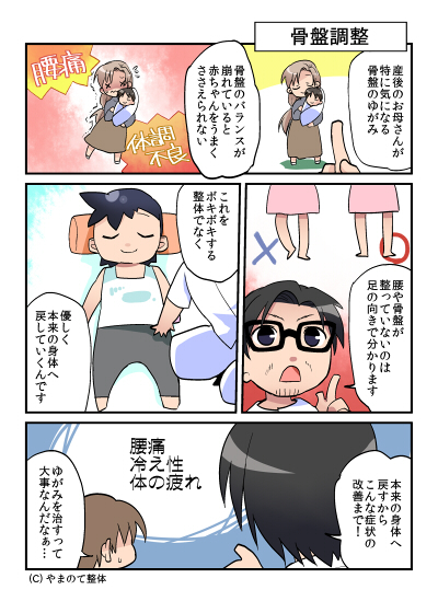 やまのて整体O脚矯正説明(骨盤矯正マンガ)